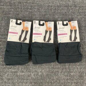 Hanes Perfect Socks Opaque Size 2 Grey Enhanced Toe Comfort Flex Band 6 Pairs
